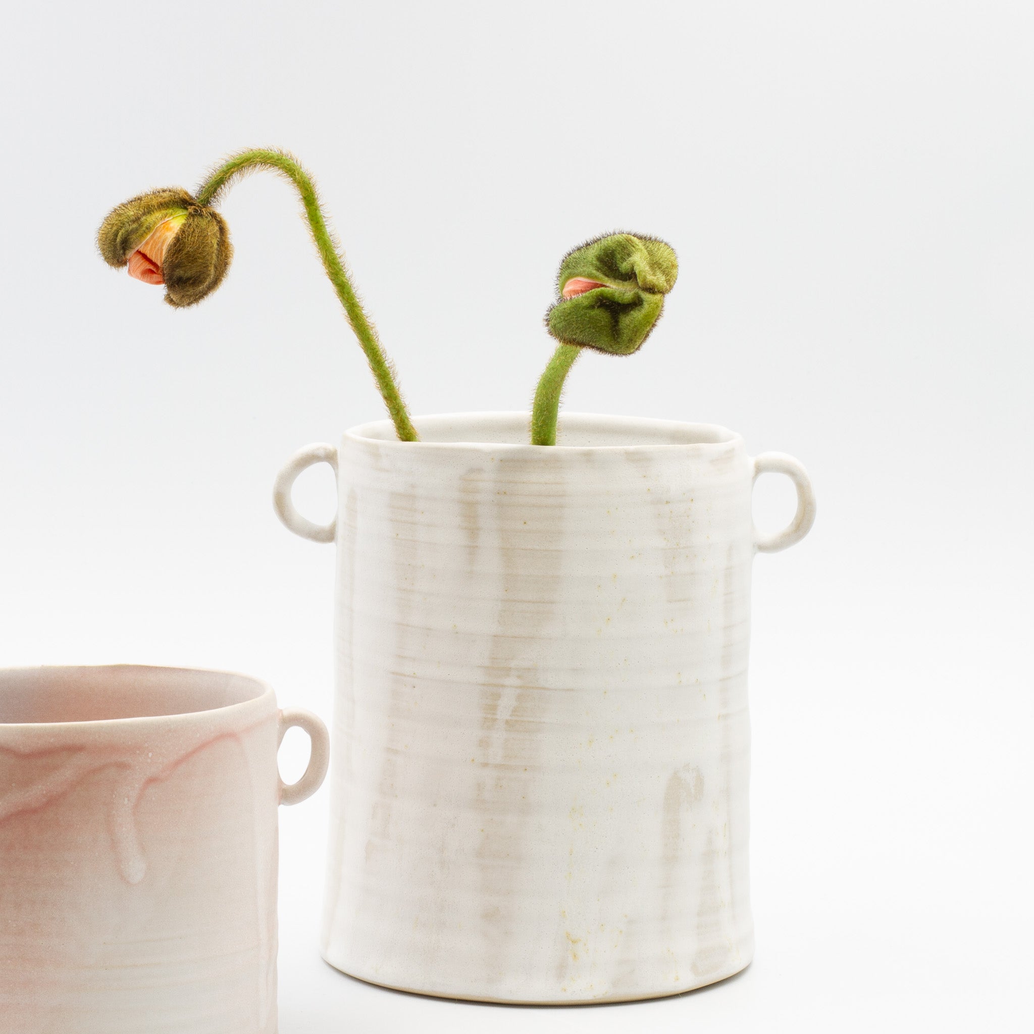 Vase with handles -white